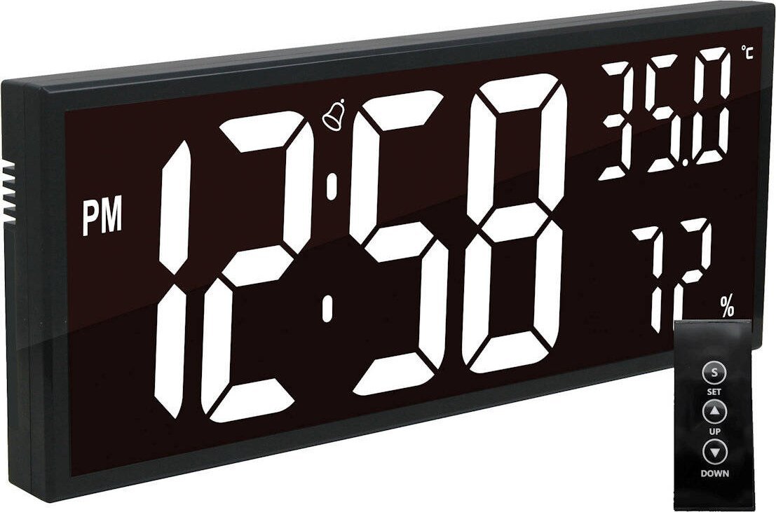 JVD Zegar LED biały z pilotem JVD DH309.1 alarm termometr higrometr 41 cm .