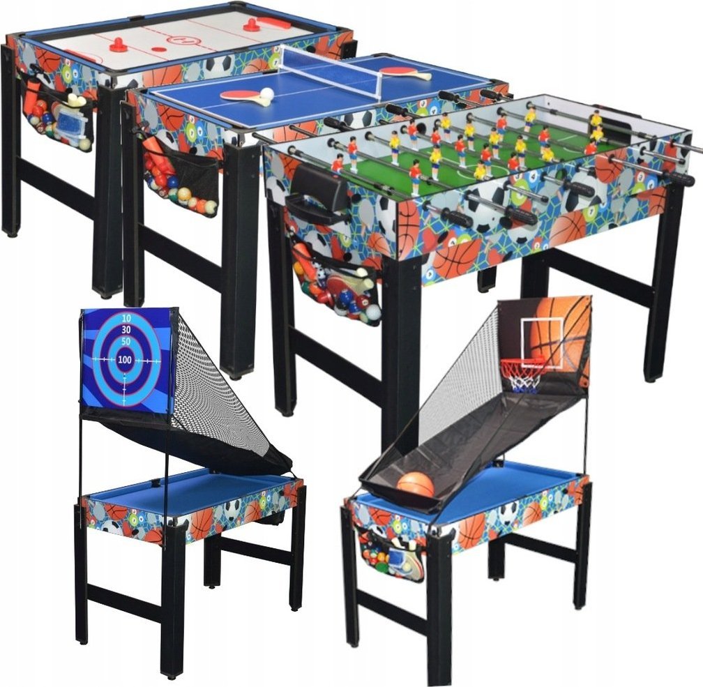 Stół Do Gier 6w1 Piłkarzyki Cymbergaj Pingpong Koszykówka Strzelnica Bilard