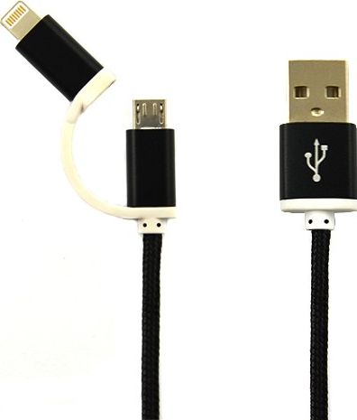 Kabel USB USB-A - microUSB + Lightning 1.5 m Czarny (17805)