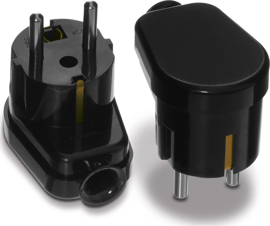 Volteo WTYCZKA KĄTOWA ROZBIERALNA UNI-SCHUKO, 2P+Z 16A, 250V CZARNA
