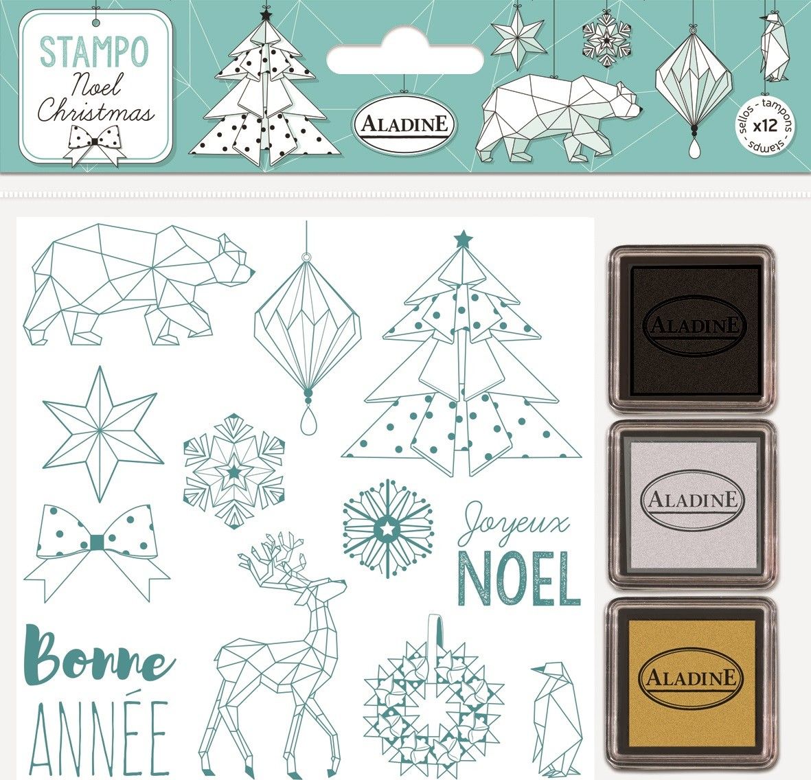 Aladine Stempelki Bożonarodzeniowe Origami