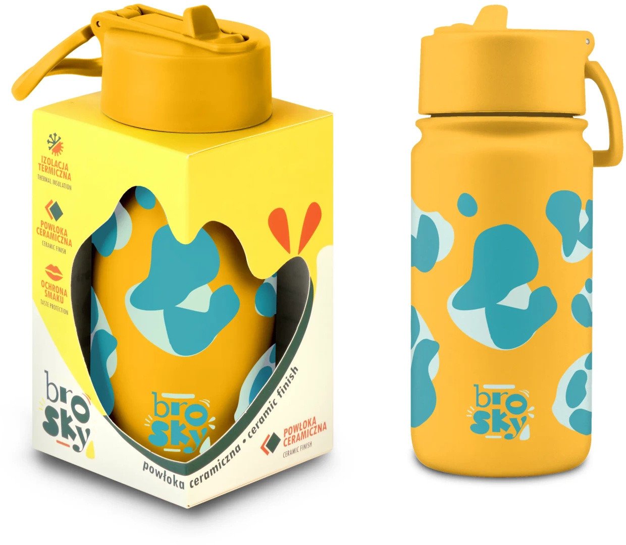 Brosky Wild Żółty bidon na wodę z nadrukiem 450 ml