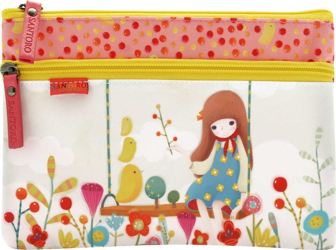 Santoro Płaska saszetka z dwoma suwakami - kori kumi - three little birds