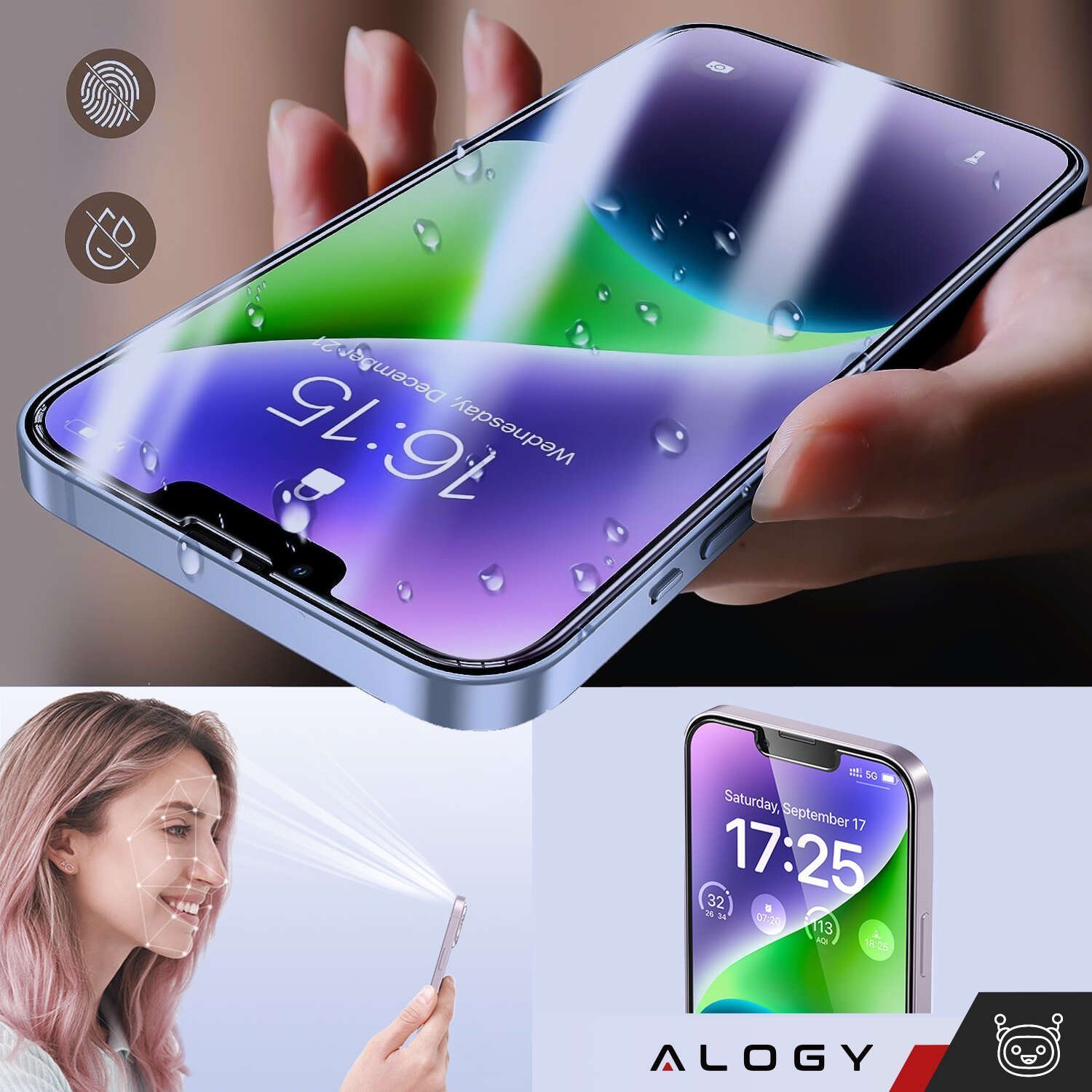 Alogy 2x Szkło hartowane 9H do iPhone 15 Plus / 15 Pro Max na ekran Screen Protector PRO+