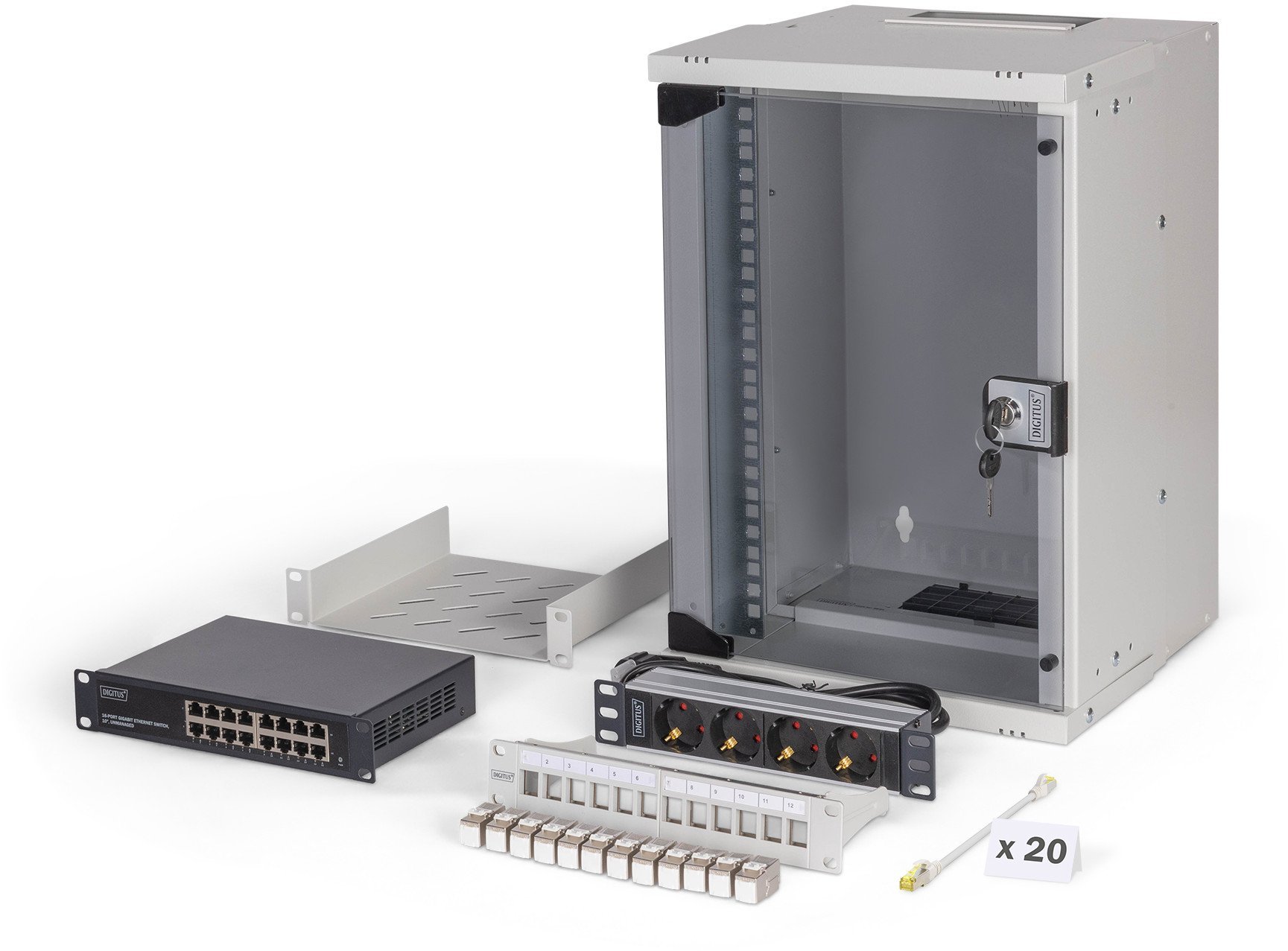 DIGITUS Netzwerk-Set 254 mm (10") - 9HE, 315x300 mm (BxT)we