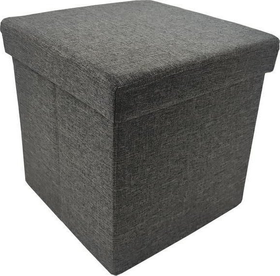 kontrast Pufa kwadratowa tapicerowana ze schowkiem PERFECT 30x30x30 cm płócienny szary