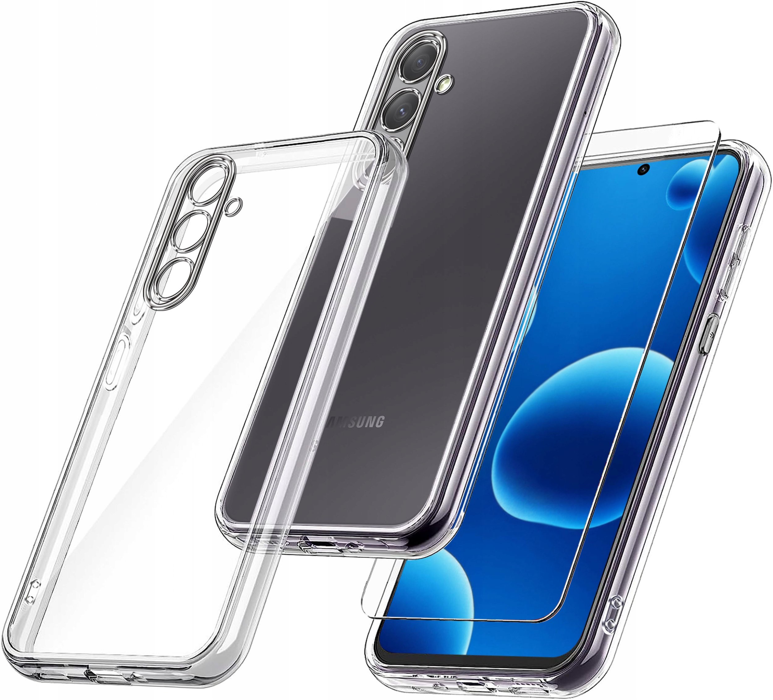 Etui do Samsung A56 5G WZMACNIANE SILIKONOWE PRZEZROCZYSTE + Szkło