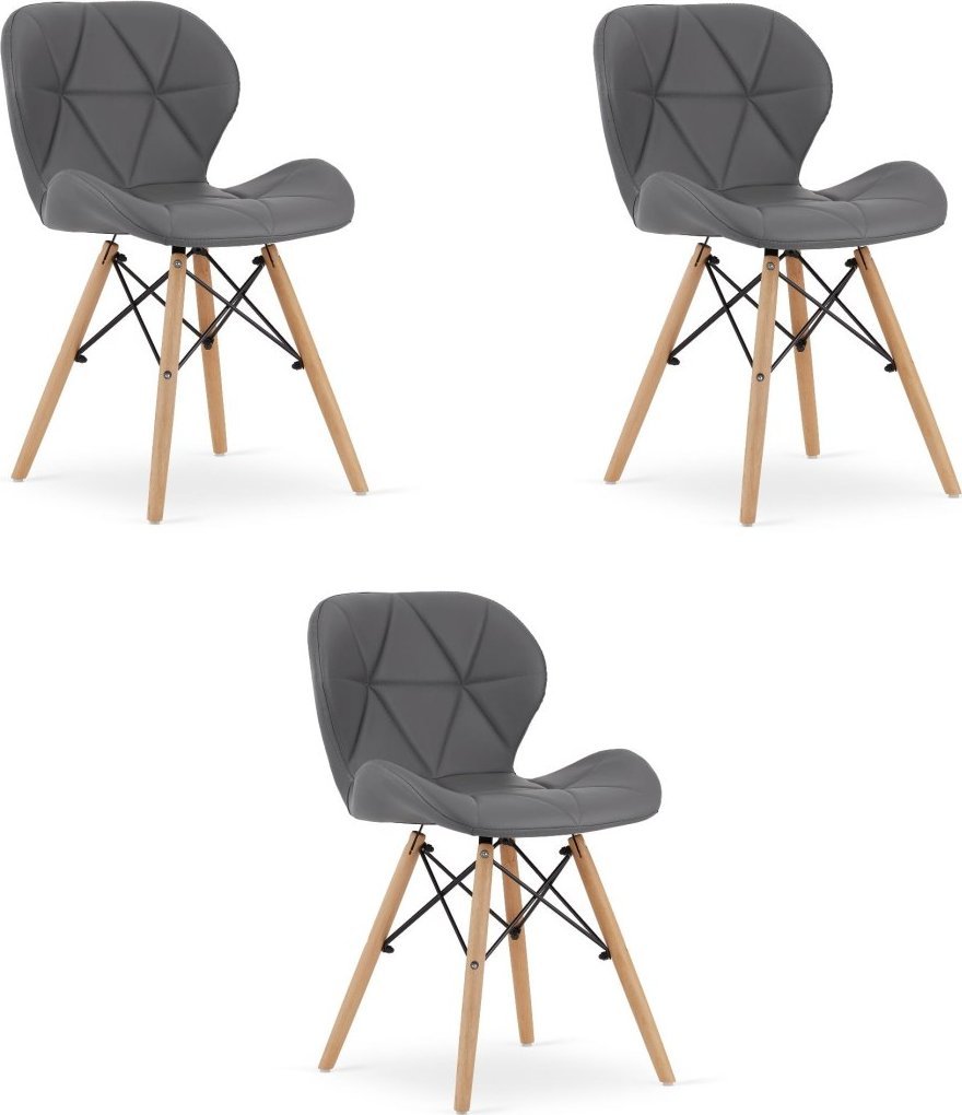 Leobert Krzesło LAGO ekoskóra - szare x 3