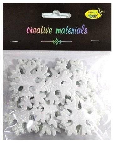 Śnieżynki z pianki brokatowej białe ok 30szt