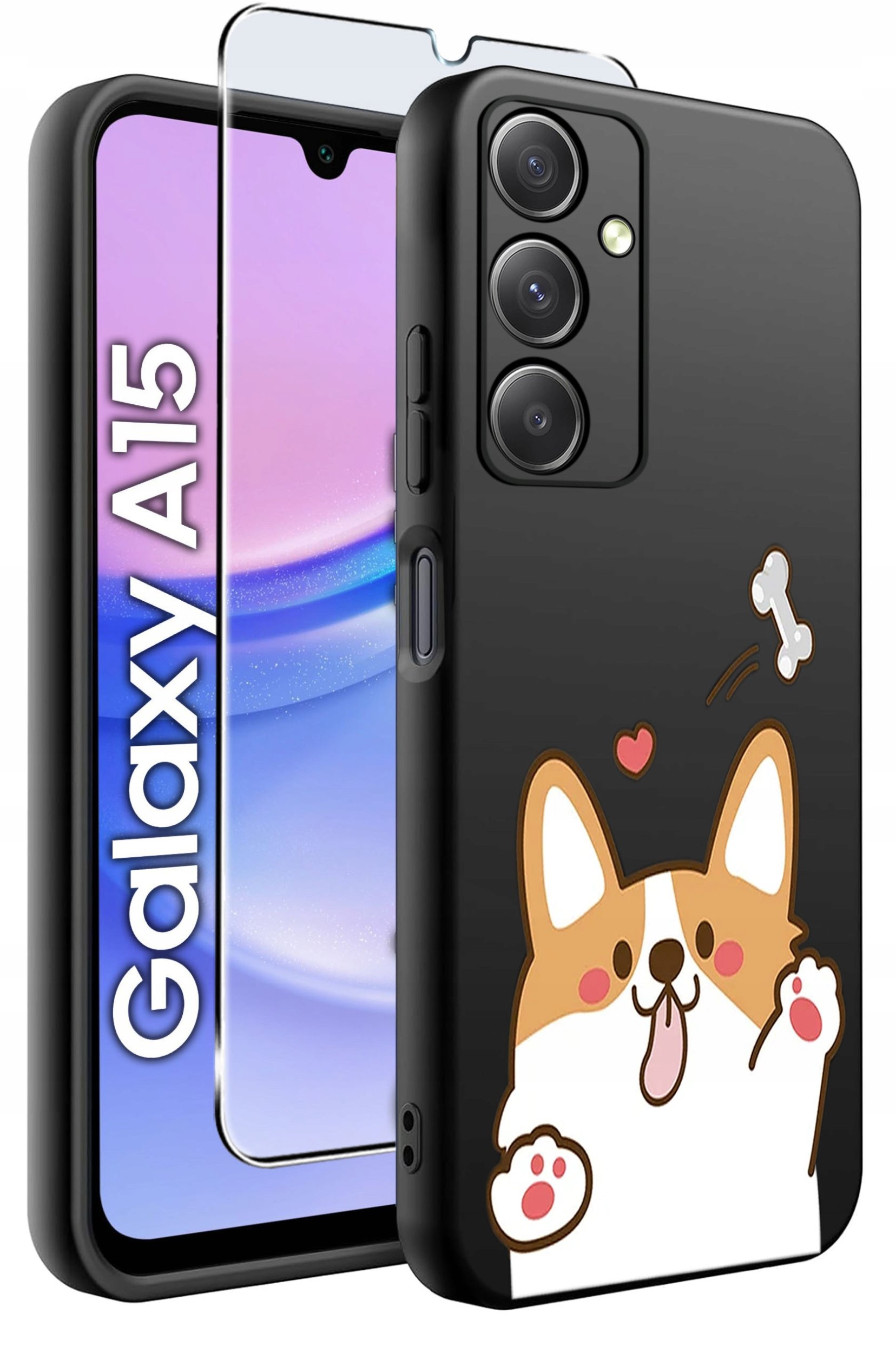 ETUI do Samsung A15 4G | 15 5G WZORY | SILIKONOWE MATT CASE + SZKŁO 9H