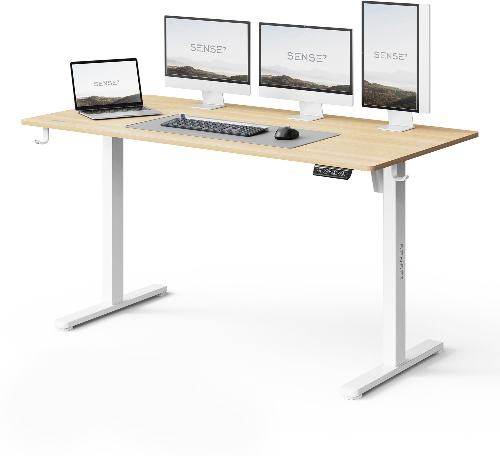 Biurko SENSE7 NOJO LIGHT Jasnobrązowo-Białe 140 cmx70 cm