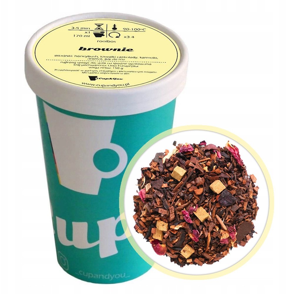 Herbata Rooibos BROWNIE czerwonokrzew bezkofeinowa premium honeybush 150g - herbata liściasta sypana mieszanka napar susz