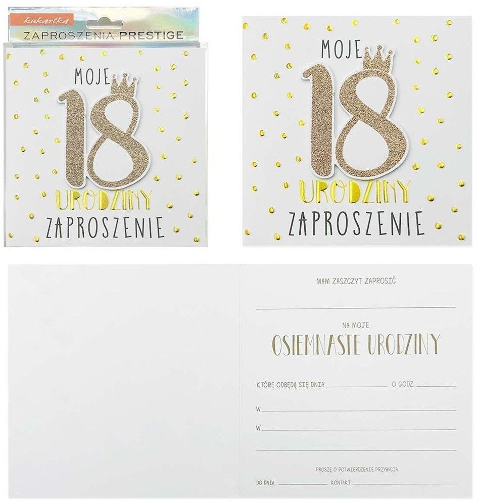 Zaproszenie Urodziny 18 5szt