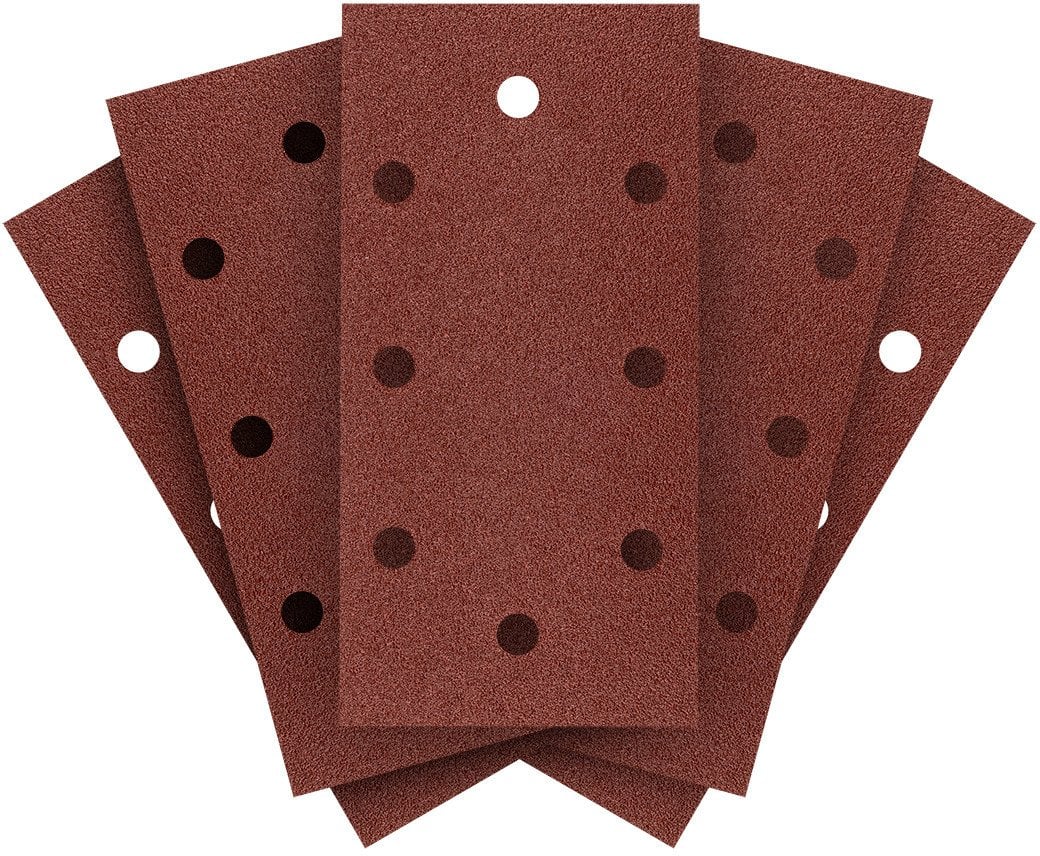 Papiery ścierne na rzep 93 x 185 mm, P80, 5 szt., z 8 otworami