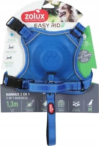 Zolux Szelki ze smyczą automatyczną Easyride M niebieskie