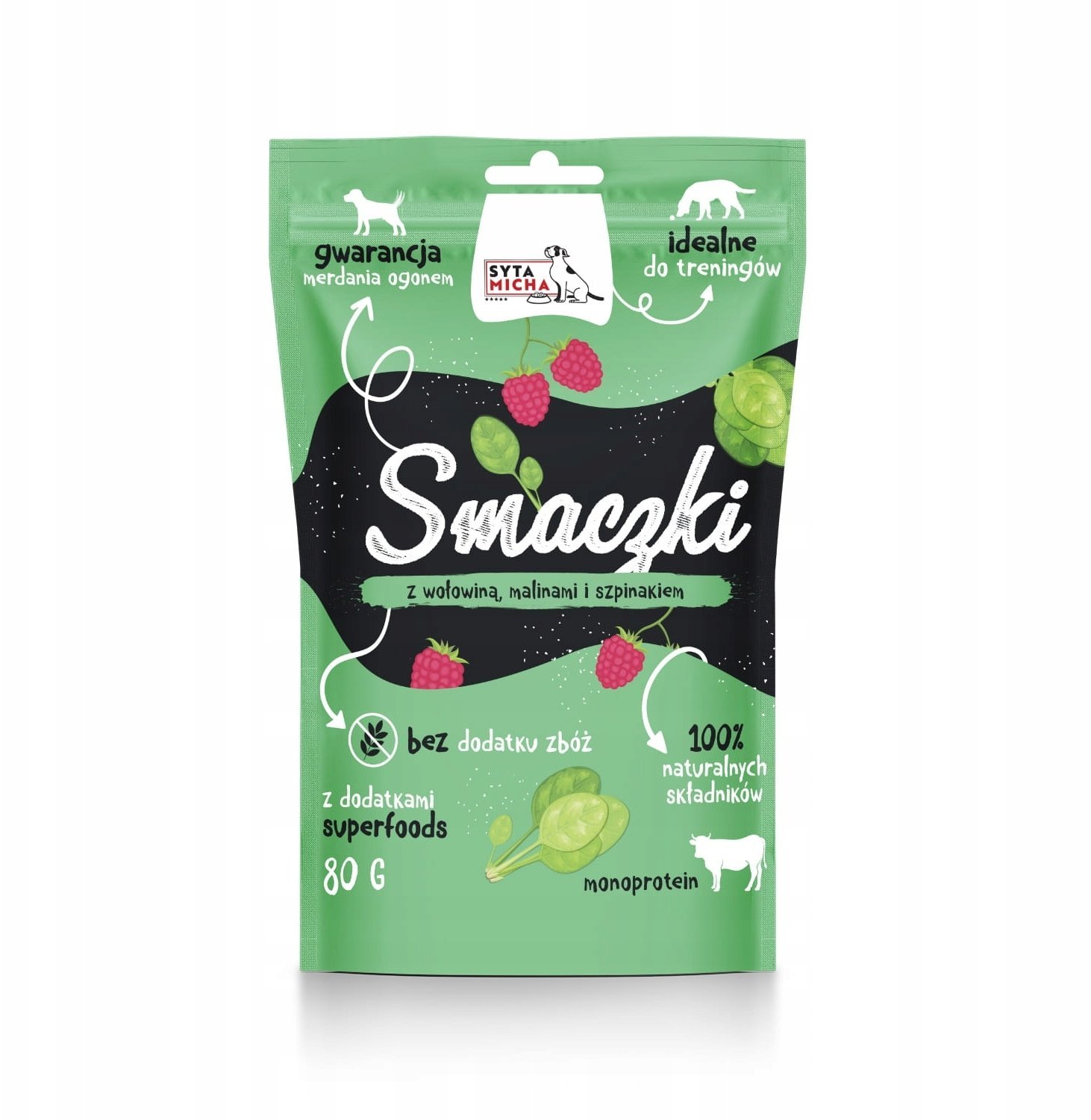 Smaczki z wołowiną, malinami i szpinakiem 80g