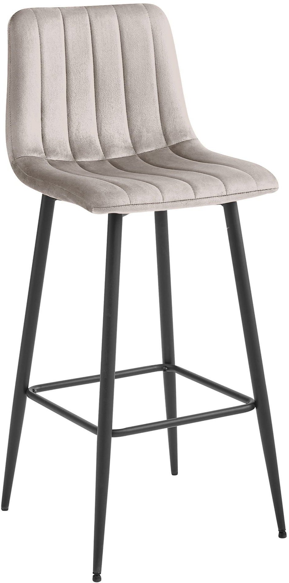 Hoker barowy POZZA aksamit welur ciemny beż nogi czarne z podnóżkiem