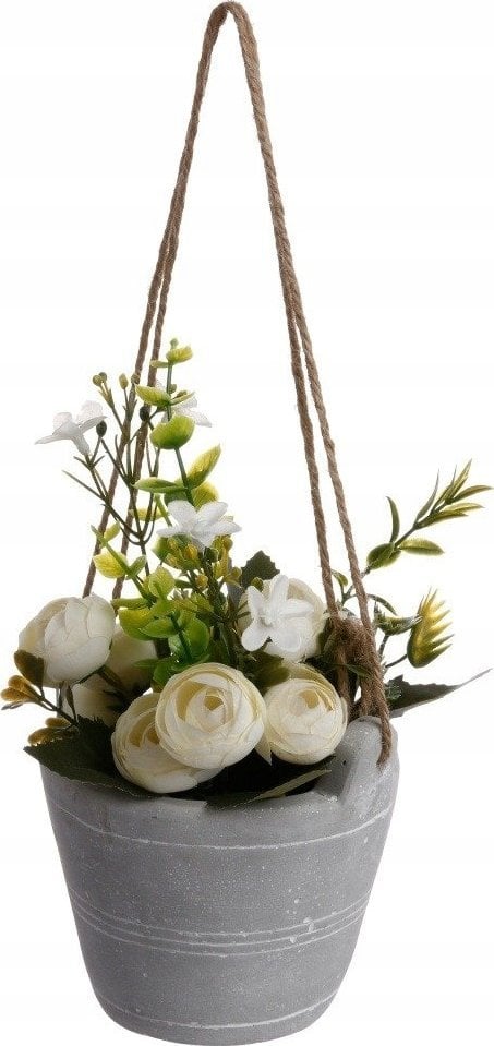 Atmosphera Sztuczna roślina w doniczce, ROSES, kolor biały, 18 cm