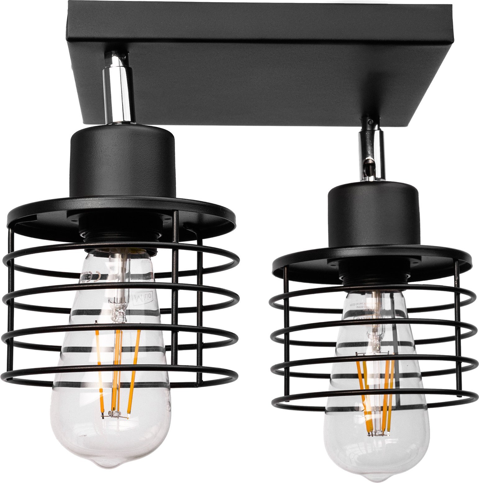 Lampa sufitowa Orno ISLA oprawa ścienno-sufitowa, moc max. 2x60W, E27, czarna, podstawa kwadrat