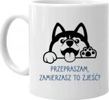 Koszulkowy Przepraszam, zamierzasz to zjeść? - kubek na prezent dla miłośnika psów