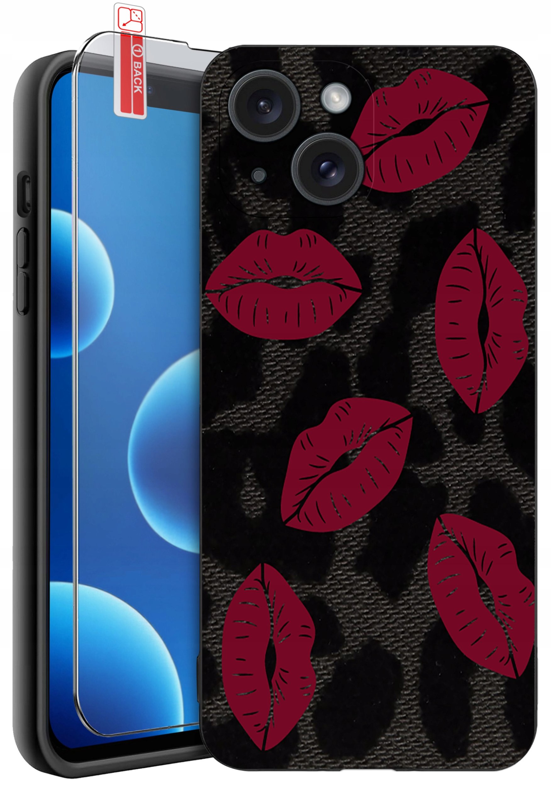 ETUI do iPhone 13 | 14 | WZORY | SILIKONOWE MATT CASE + SZKŁO 9H