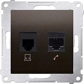 Kontakt-Simon Simon 54 Gniazdo komputerowe RJ45 kategoria 5e + telefoniczne RJ12 (moduł) czarny mat D5T.01/49