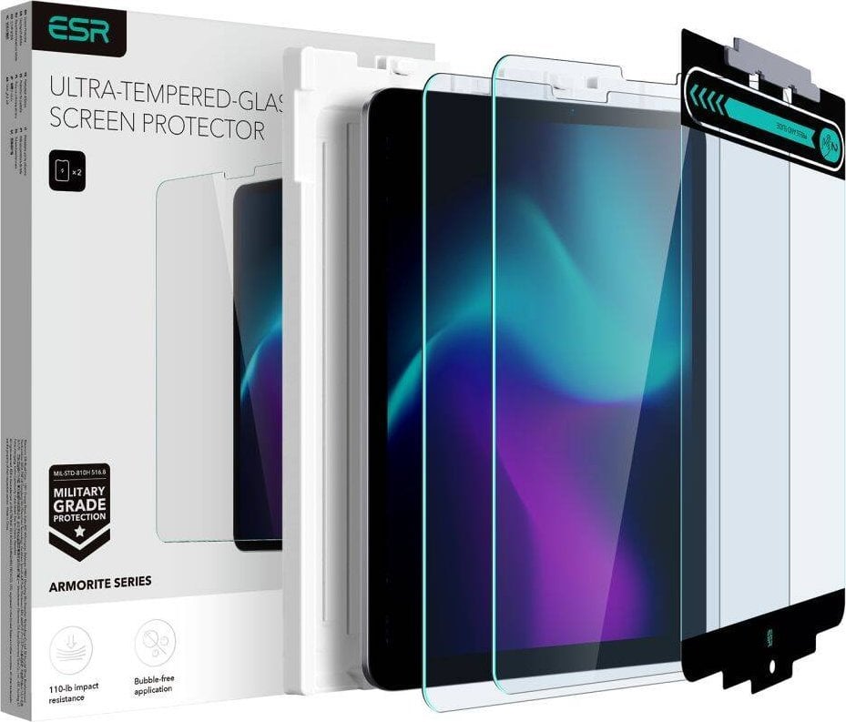 ESR SZKŁO HARTOWANE ESR ARMORITE 2-PACK IPAD AIR 10.9 4 / 5 / 2020-2022 / PRO 11 2 / 3 / 4 / 2020-2022 CLEAR