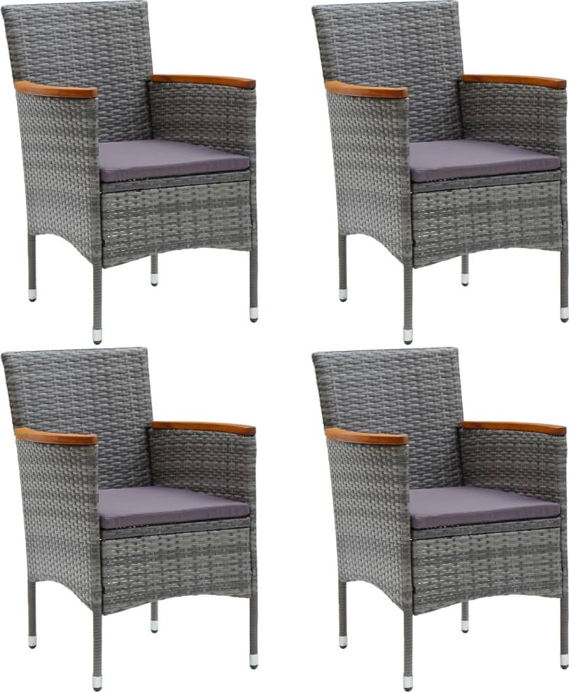 vidaXL Krzesła ogrodowe, 4 szt., rattan PE, szare