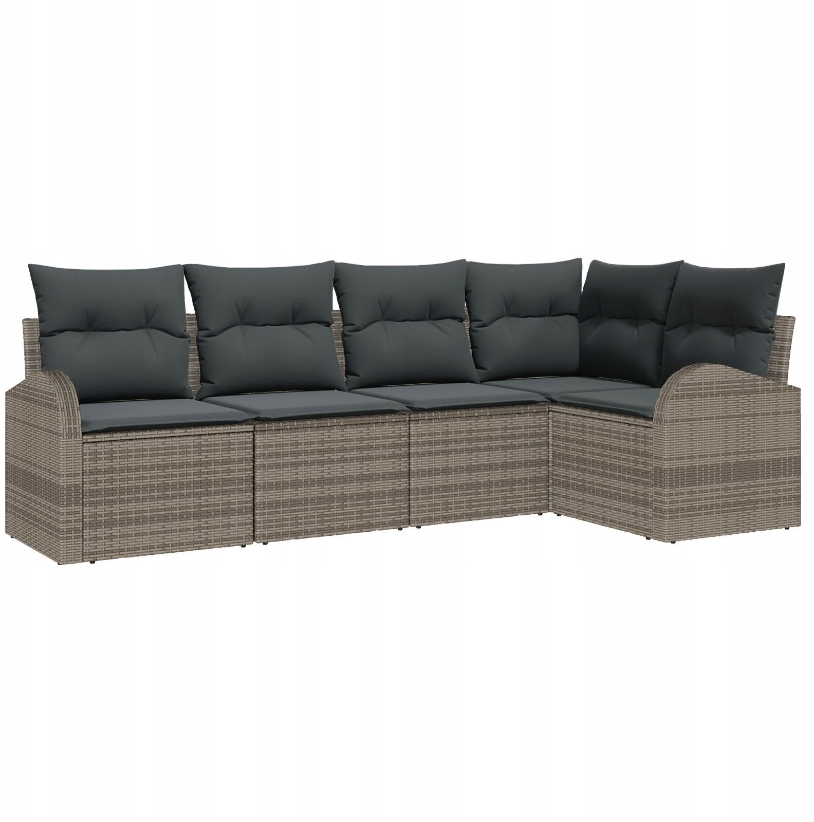 Zestaw Sofy Ogrodowej vidaXL 5 Części z Poduszkami Szary Polirattan, Zestaw Sofy Ogrodowej vidaXL 2-osobowej z Przechowaniem i Poduszkami Szary Polira