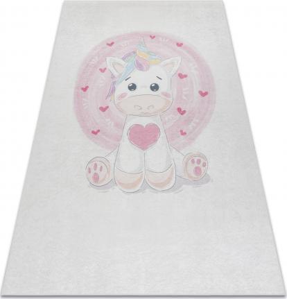 Dywany Łuszczów Dywan do prania BAMBINO 1128 Jednorożec, dla dzieci, antypoślizgowy - krem, 80x150 cm