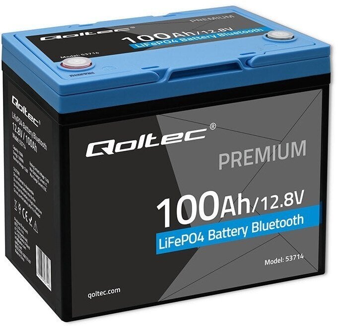 Qoltec Akumulator LiFePO4 Litowo-Żelazowo-Fosforanowy | 12.8V | 100Ah | 1280Wh | Bluetooth | BMS