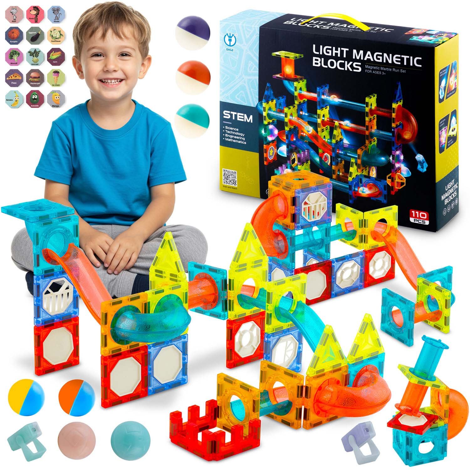 Ricokids Klocki magnetyczne z podświetleniem RK-763