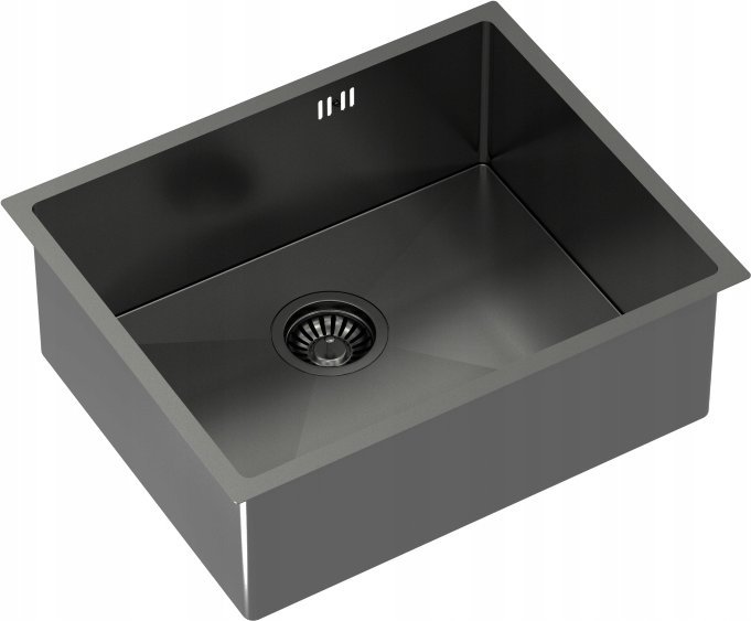 Zlewozmywak GraniteQ Quadron | ANTHONY | stalowy zlewozmywak kuchenny GRAFIT PVD | wymiary: 54 x 44 x 19 cm | 1-komorowy wpuszczany | podbudowa szafki