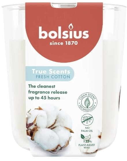 Bolsius Świeca arom. szklana gl. True Scents O97x85mm fresh cotton 8717847190581 8717847190581 (8717847190581)