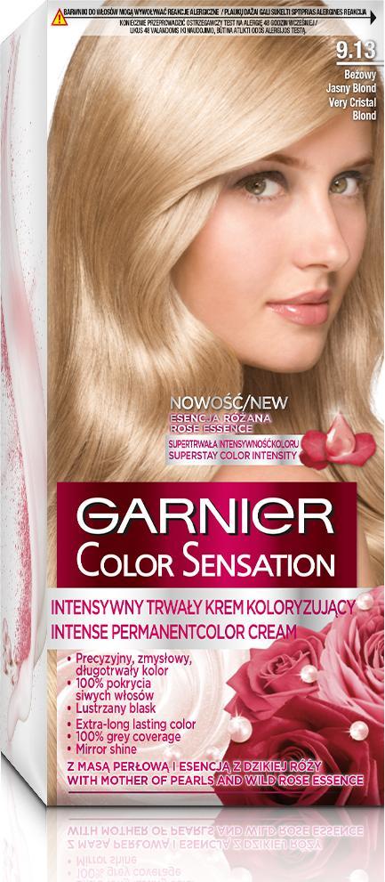Garnier Garnier Color Sensation krem koloryzujący do włosów 9.13 Krystaliczny Beżowy Jasny Blond