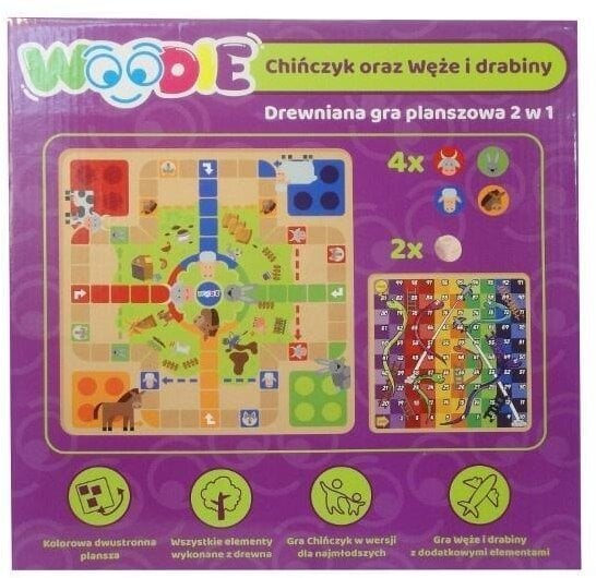 Gra drewniana 2w1 Chińczyk/Węże i drabiny Woodie