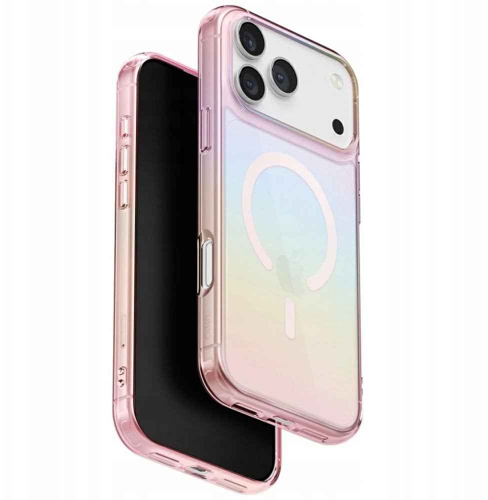 UNIQ Iridescia case for iPhone 17 Pro Max Magclick Charging pink prism