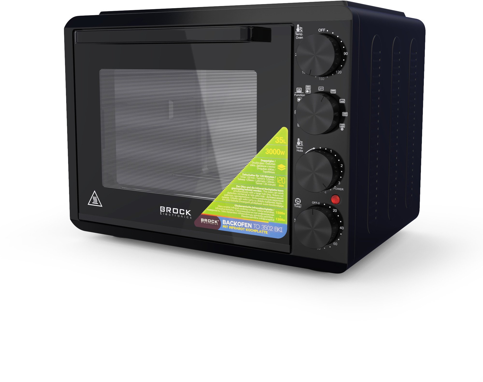 Brock Electronics TO 3502 BKI pierkarnik Kuchenka stołowa Prąd elektryczny Płyta indukcyjna strefowa Czarny