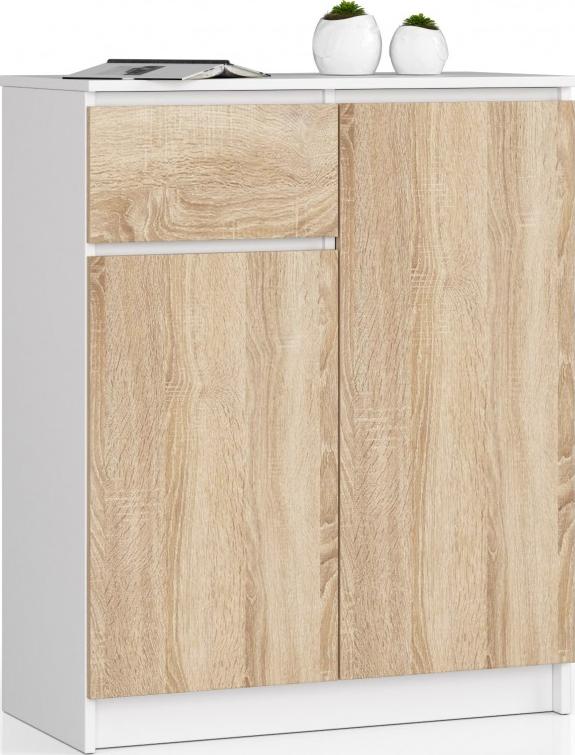 Fabryka Mebli Akord KOMODA K 80 cm 2 DRZWI 1 SZUFLADA BIAŁA / SONOMA