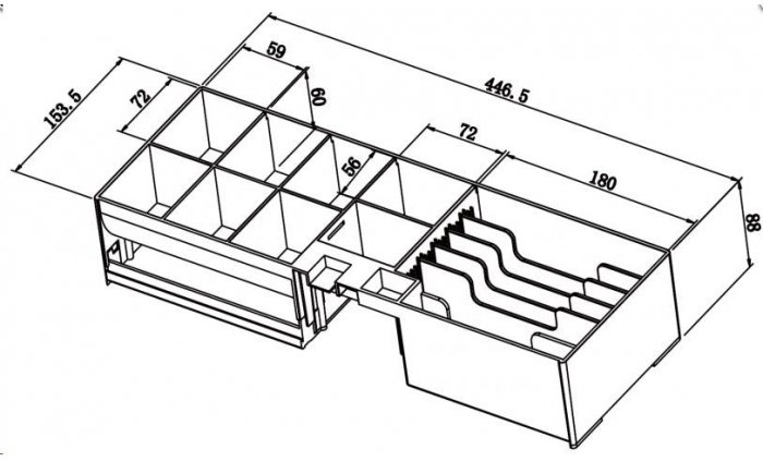 Virtuos Szuflada Kasowa Sk-500C Z Kablem 24V Segregator 6/8 9-24V czarny (EKN0110)
