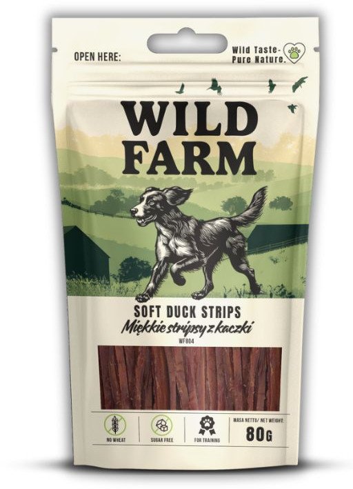 WILD FARM Miękkie stripsy z kaczki 80g przysmak dla psa