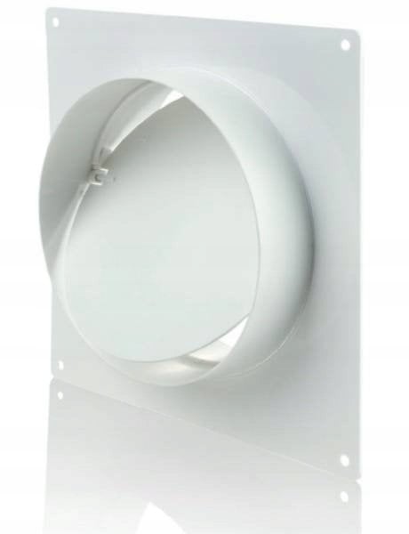 Kołnierz przyścienny kanału okrągłego z zaworem zwrotnym fi 125 mm biały KO125-KPZ