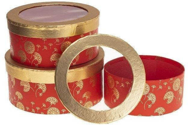 Pudełko Flower Box 3szt czerwony ROZETTE