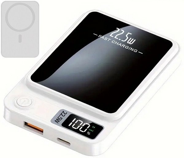 SZYBKI BEZPRZEWODOWY POWER BANK MagSafe INDUKCYJNY 10000mAh 22,5W USB-C PD