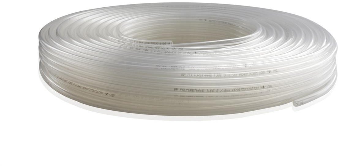 Przewód pneumatyczny PU poliuretanowy kalibrowany, fi 12x8 mm, biały (krążek 100 m)