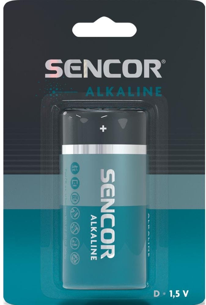 Bateria jednorazowa alkaliczna, ogniwo format D, D, 1.5V, Sencor, blistr, 1-pack