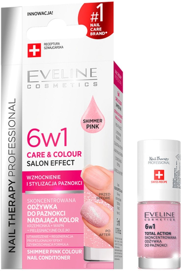 Eveline Care & Colour Nail Therapy Skoncentrowana Odżywka do Paznokci Nadająca Kolor 6w1 5ml Pink (02)