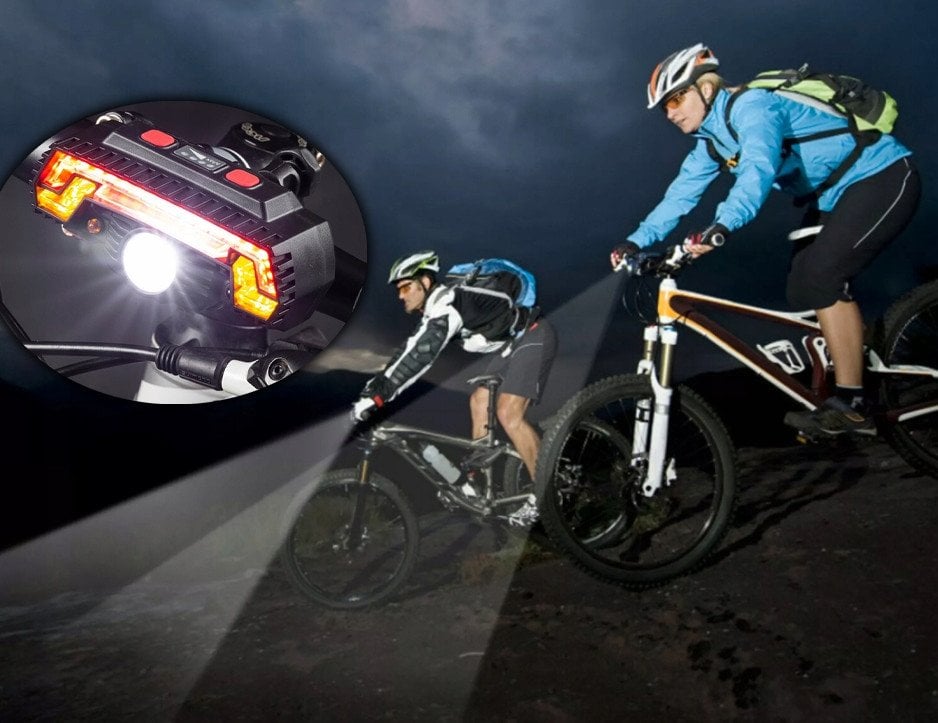 L8B1 LAMPKA ROWEROWA i CZOŁOWA KIERUNKOWSKAZY 2 w1