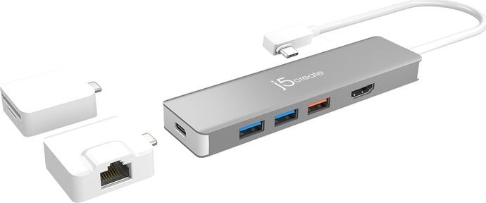 HUB USB Triton j5create JCD375 huby i koncentratory USB 3.2 Gen 2 (3.1 Gen 2) Type-C 10000 Mbit/s Srebrny, Biały