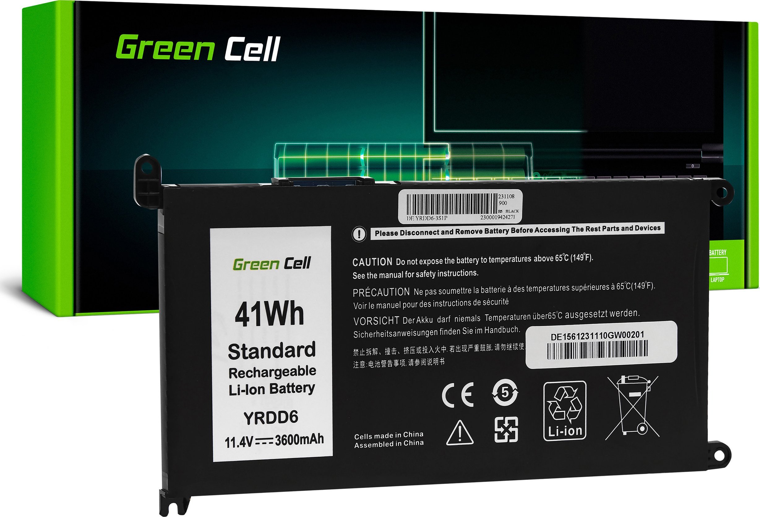 Bateria Green Cell Green Cell Battery YRDD6 1VX1H to Dell Vostro 5490 5590 5481 Inspiron 5481 5482